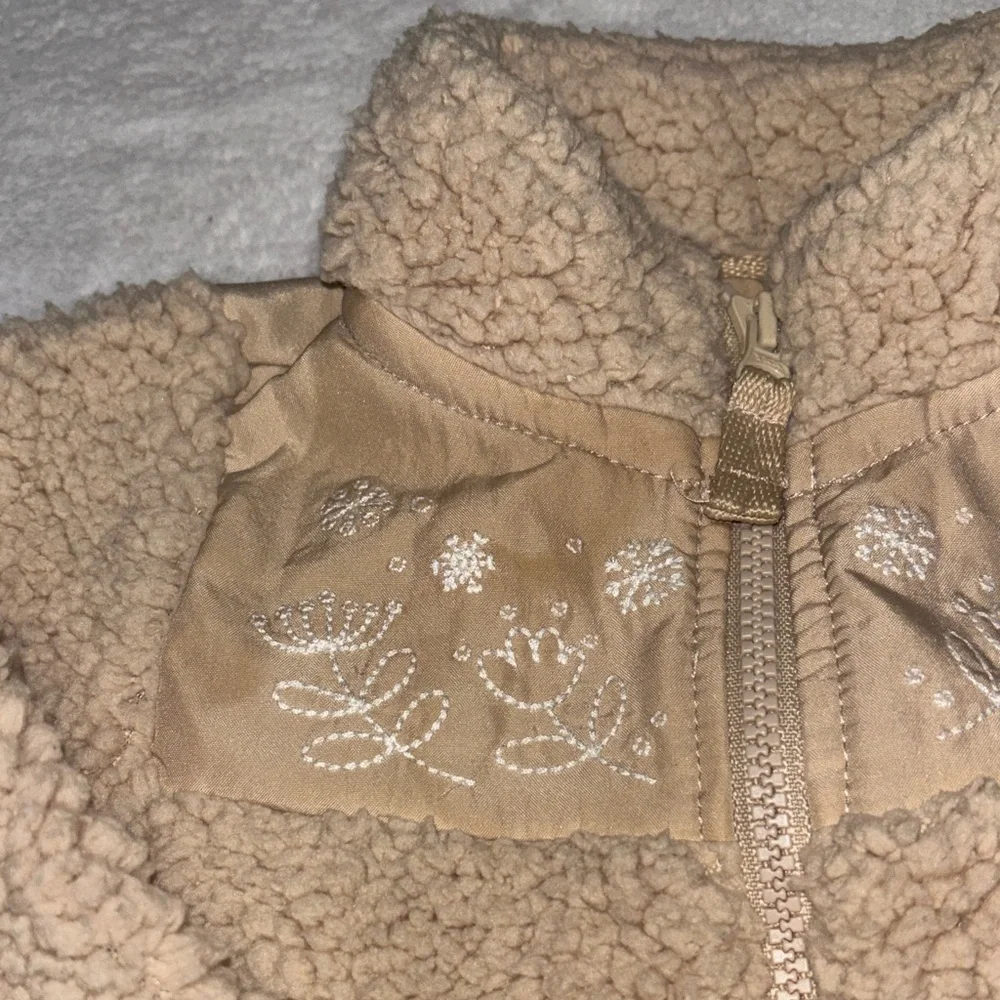 Carters Cozy Taupe Sherpa Baby One-Piece Romper - Picture 6 of 10
